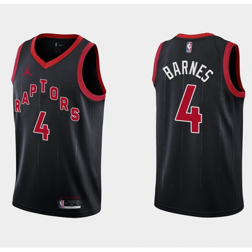 Men's Toronto Raptors #4 Scottie Barnes Black Statement Edition Stitched Basketball Jersey 1