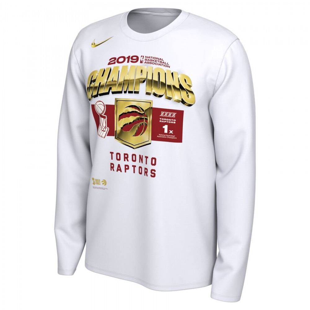 Men's Toronto Raptors White 2019 NBA Finals Champions Locker Room Long Sleeve T-Shirt 1