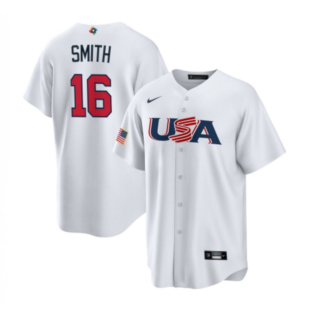 Men's USA Baseball #16 Will Smith 2023 White World Baseball Classic Stitched Jersey 1