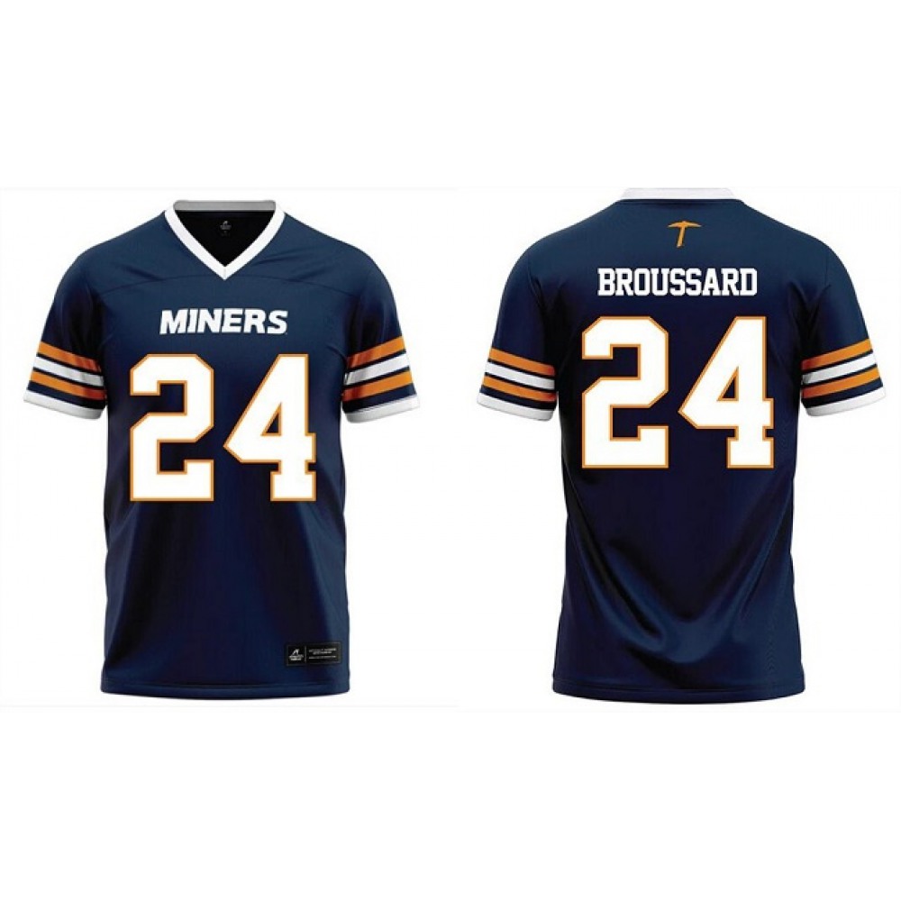 Men's UTEP Custom Navy Stitched Football Jersey 1