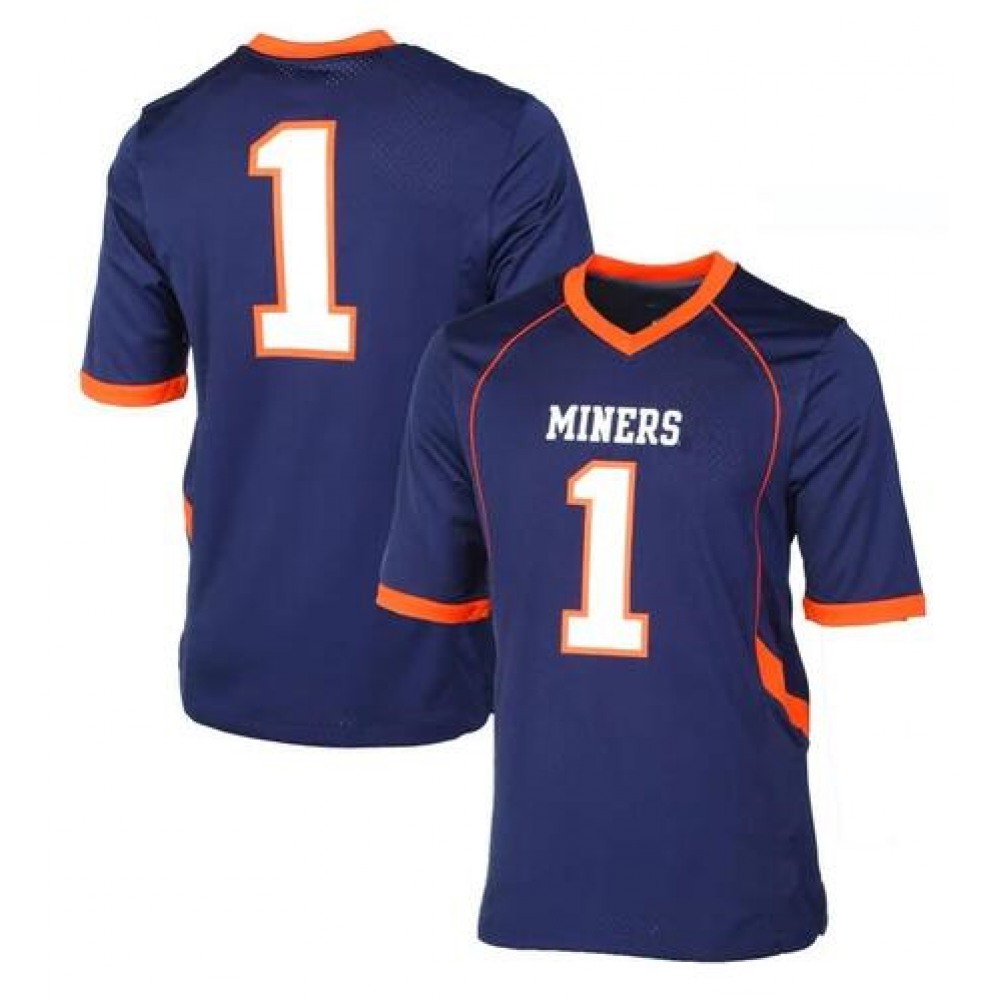 Men's UTEP Custom Navy Stitched Football Jersey 1