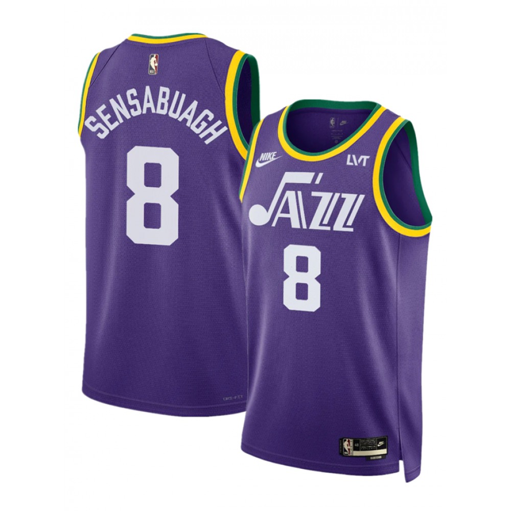 Men's Utah Jazz #8 Brice Sensabaugh Purple 2023 Classic Edition Stitched Basketball Jersey 1