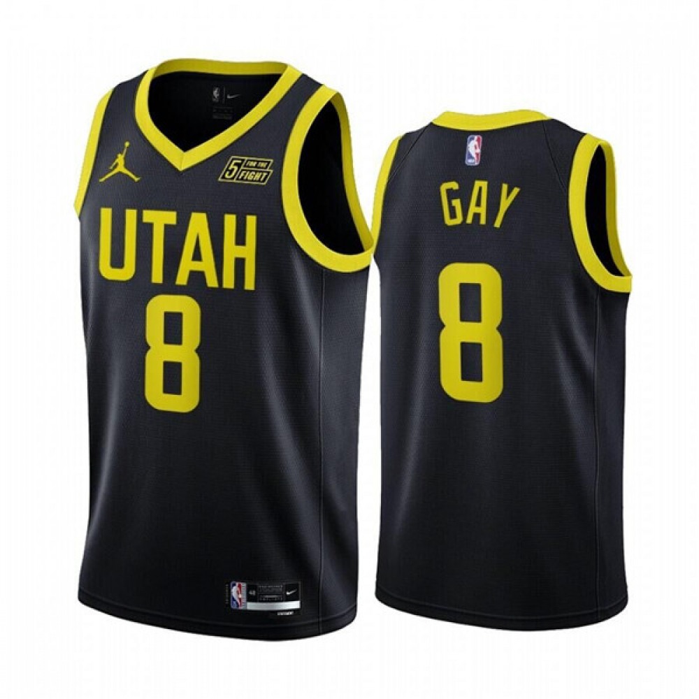 Men's Utah Jazz #8 Rudy Gay 2022/23 Black Statement Edition Stitched Basketball Jersey 1