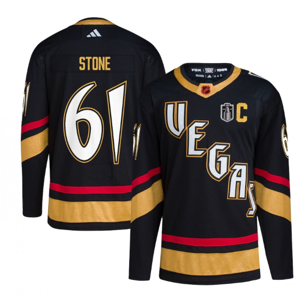 Men's Vegas Golden Knights #61 Mark Stone Black 2023 Stanley Cup Final Stitched Jersey 1