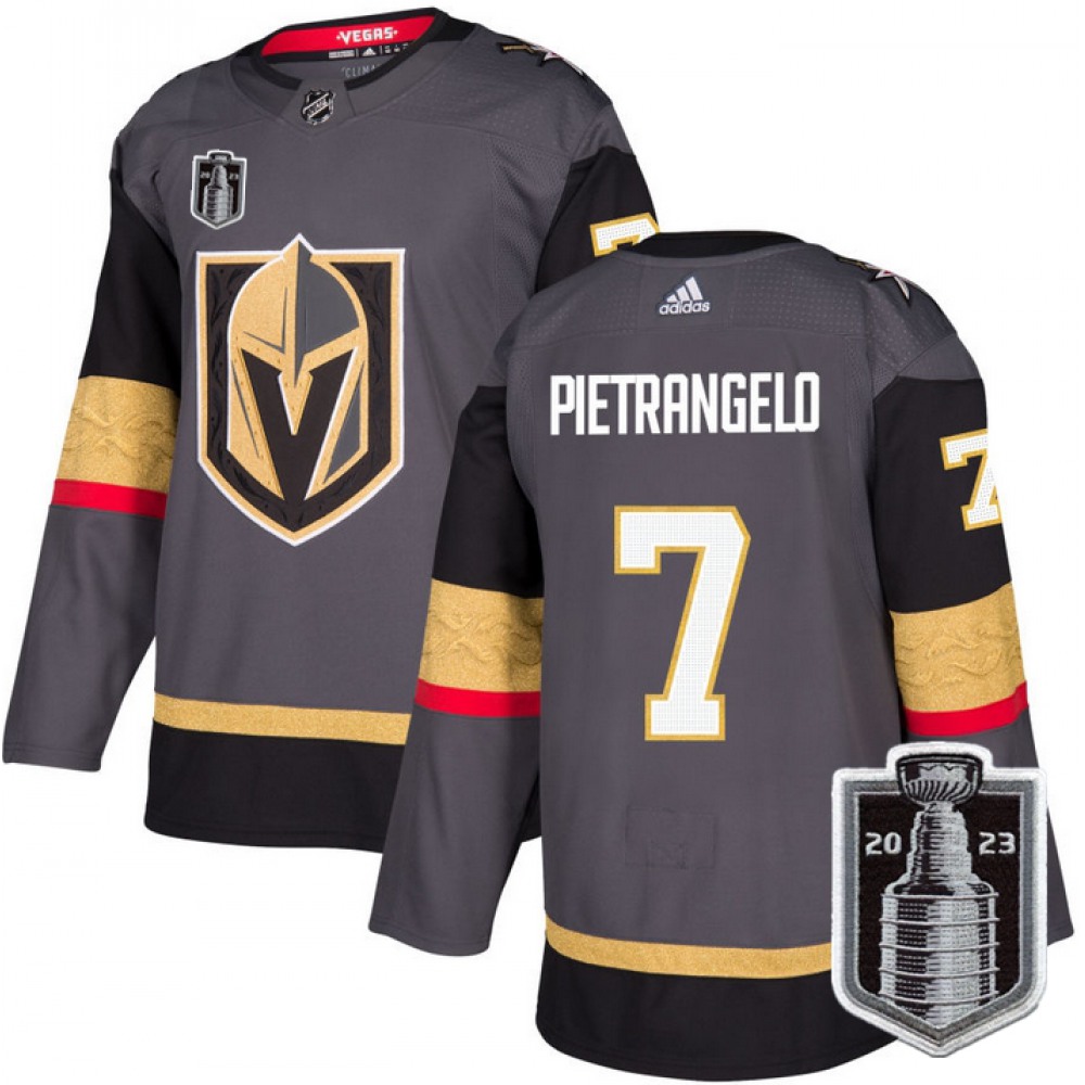 Men's Vegas Golden Knights #7 Alex Pietrangelo Gray 2023 Stanley Cup Final Stitched Jersey 1