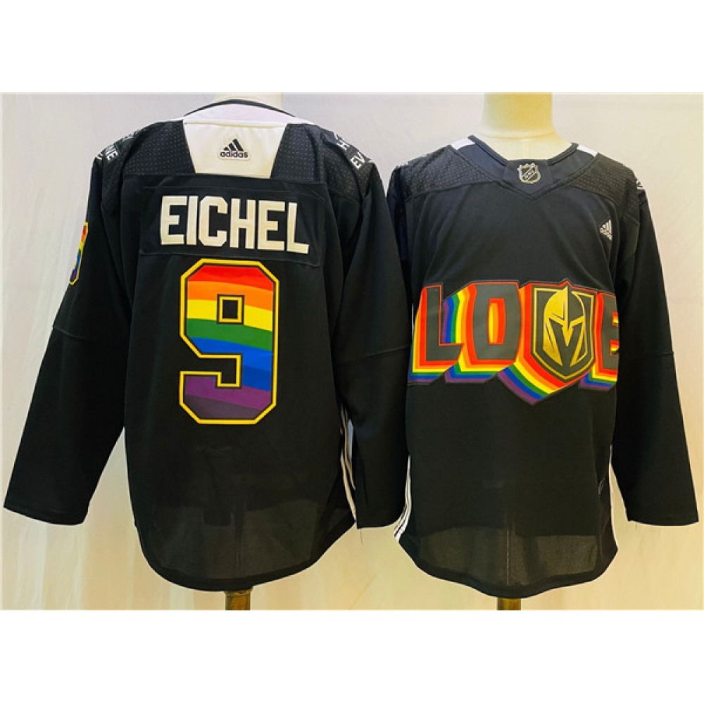 Men's Vegas Golden Knights #9 Jack Eichel 2022 Black Pride night Stitched Jersey 1