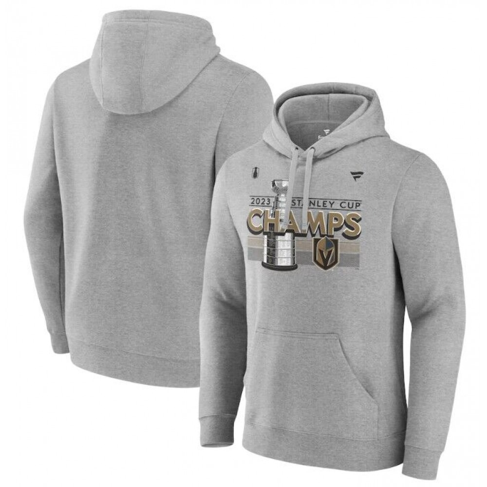 Men's Vegas Golden Knights Heather Gray 2023 Stanley Cup Champions Locker Room Pullover Hoodie 1