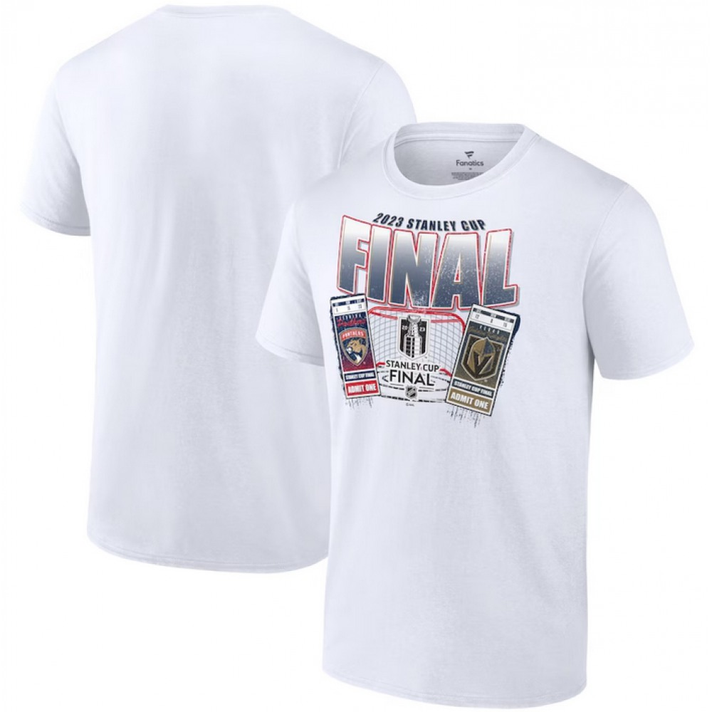 Men's Vegas Golden Knights White 2023 Stanley Cup Final Matchup Big Ticket T-Shirt 1