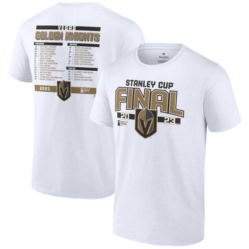 Men's Vegas Golden Knights White 2023 Stanley Cup Final Roster T-Shirt 1