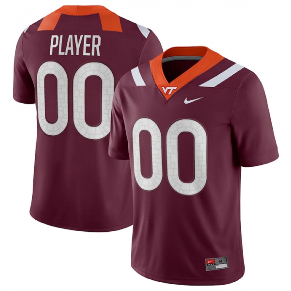 Men's Virginia Tech ACTIVE PLAYER Custom Maroon Stitched Football Jersey 1
