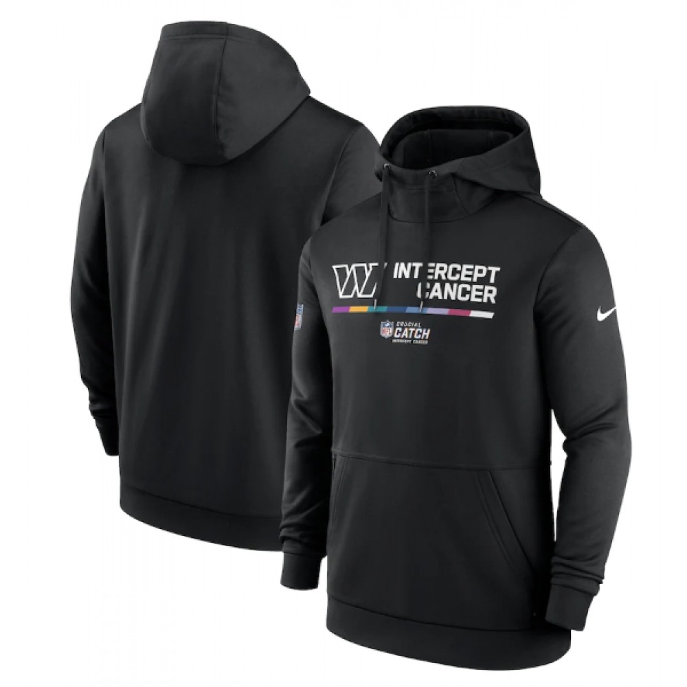 Men's Washington Commanders 2022 Black Crucial Catch Therma Performance Pullover Hoodie 1