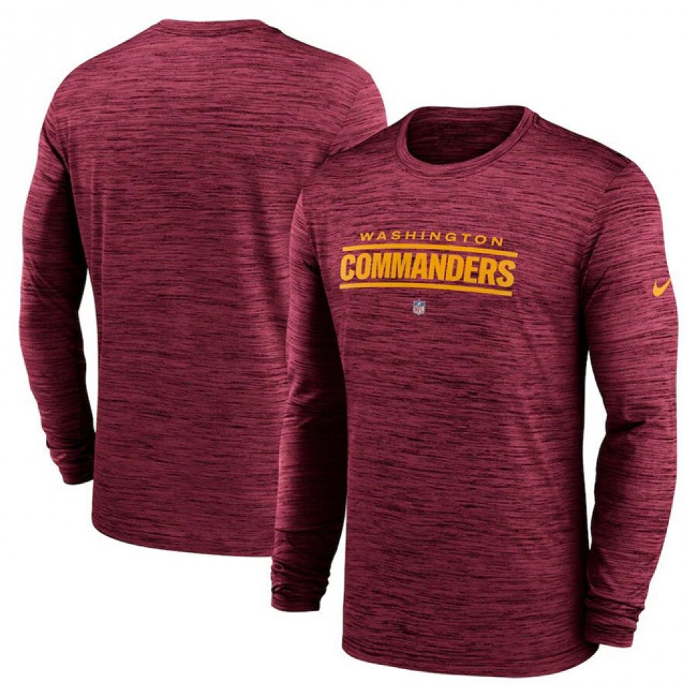 Men's Washington Commanders Burgundy Sideline Team Velocity Performance Long Sleeve T-Shirt 1