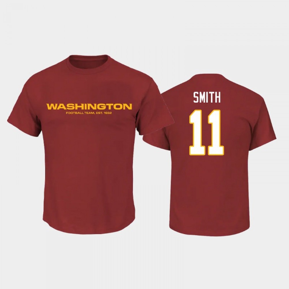 Men's Washington Football Team #11 Alex Smith 2020 Red Name & Number T-Shirt 1