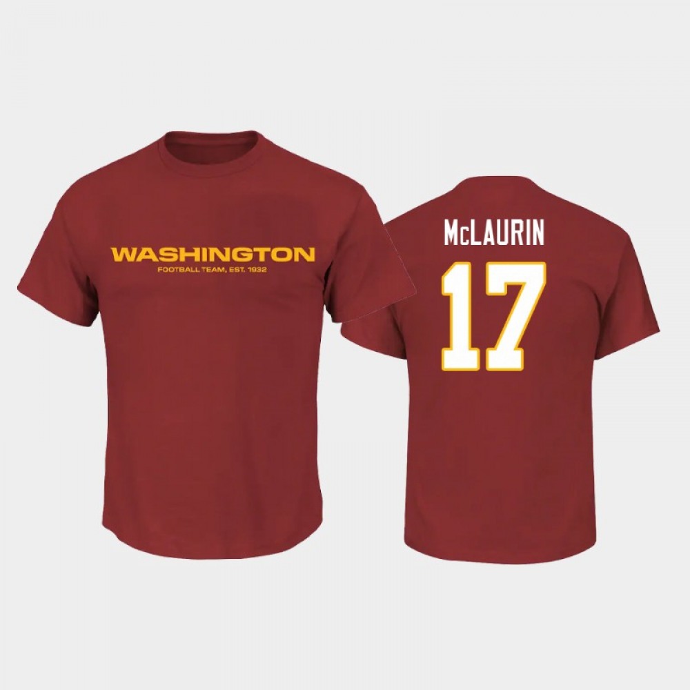Men's Washington Football Team #17 Terry McLaurin 2020 Red Name & Number T-Shirt 1