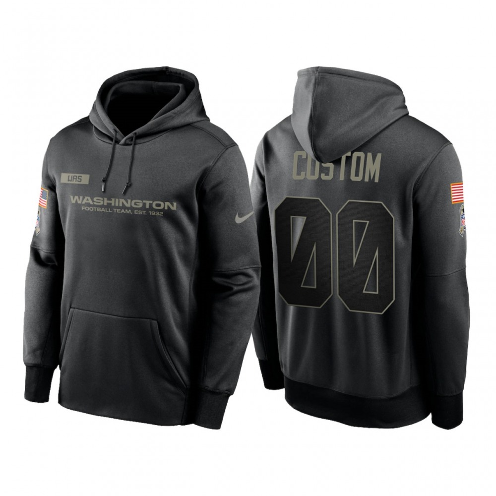Men's Washington Football Team ACTIVE PLAYER Custom 2020 Black Salute to Service Sideline Performance Pullover Hoodie 1