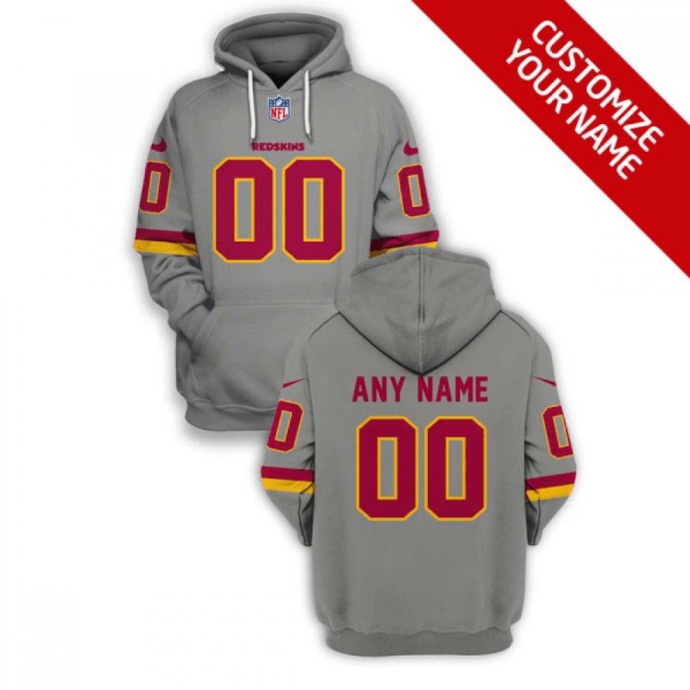 Men's Washington Football Team Active Player Custom 2021 Grey Pullover Hoodie 1
