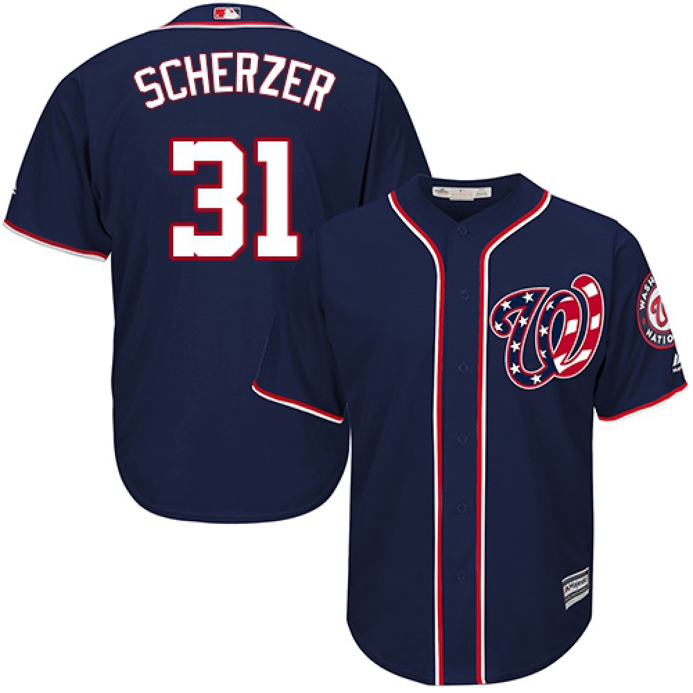 Men's Washington Nationals #31 Max Scherzer Navy Cool Base Stitched MLB Jersey 1