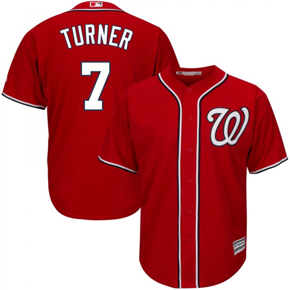 Men's Washington Nationals #7 Trea Turner Red Cool Base Stitched MLB Jersey 1