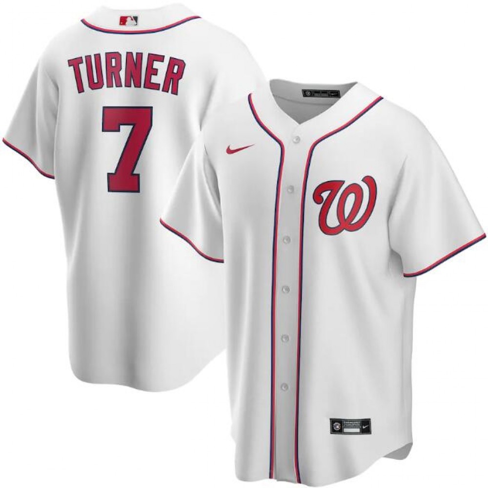 Men's Washington Nationals #7 Trea Turner White Cool Base Stitched Jersey 1