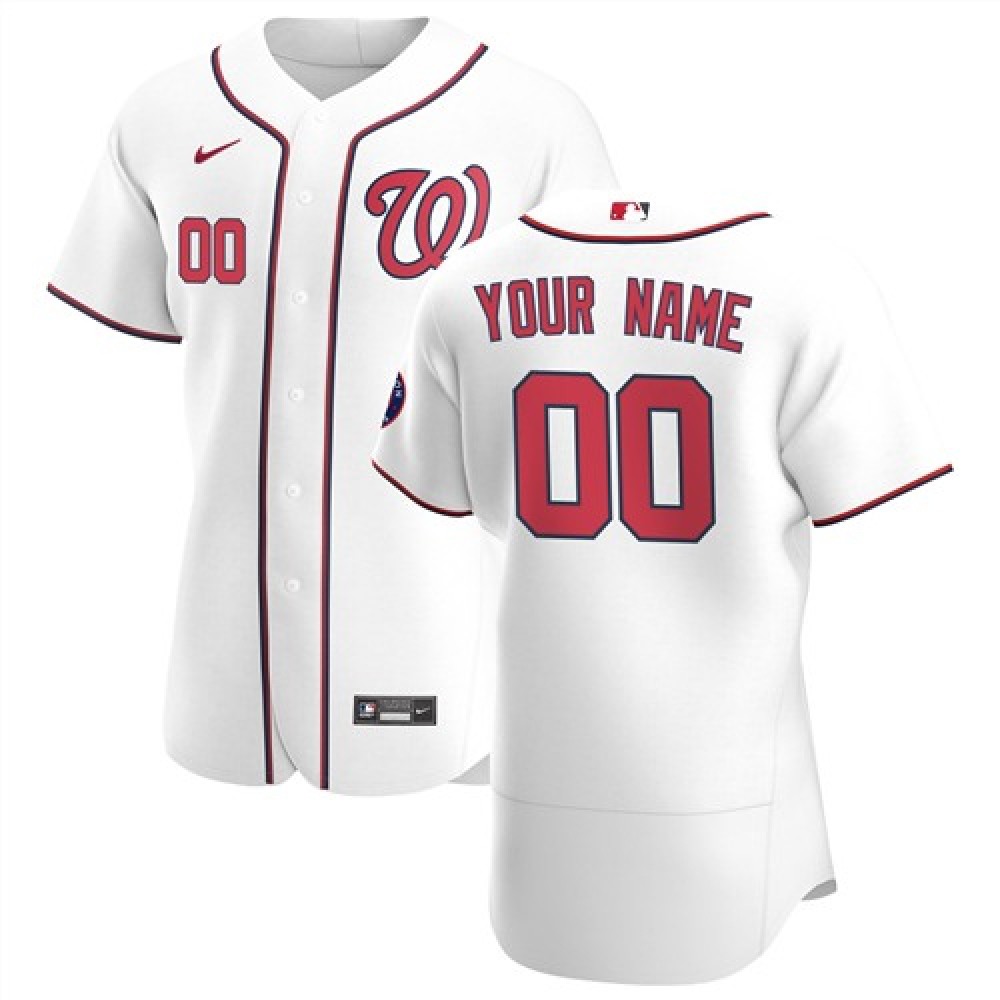 Men's Washington Nationals White Customized Stitched MLB Jersey 1