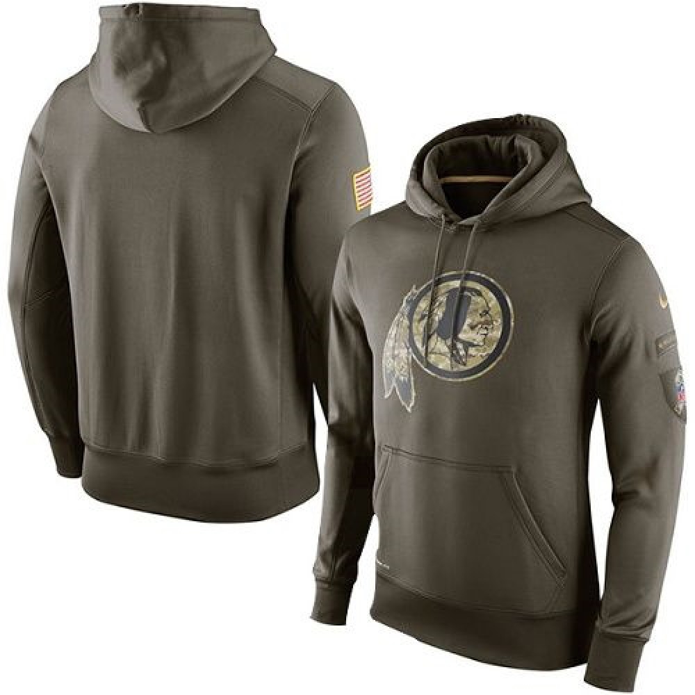 Men's Washington Redskins Olive Salute To Service KO Performance Hoodie 1
