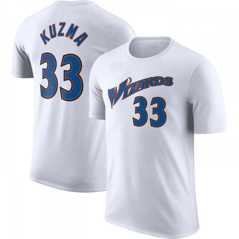 Men's Washington Wizards #33 Kyle Kuzma White 2022/23 Classic Edition Name & Number T-Shirt 1