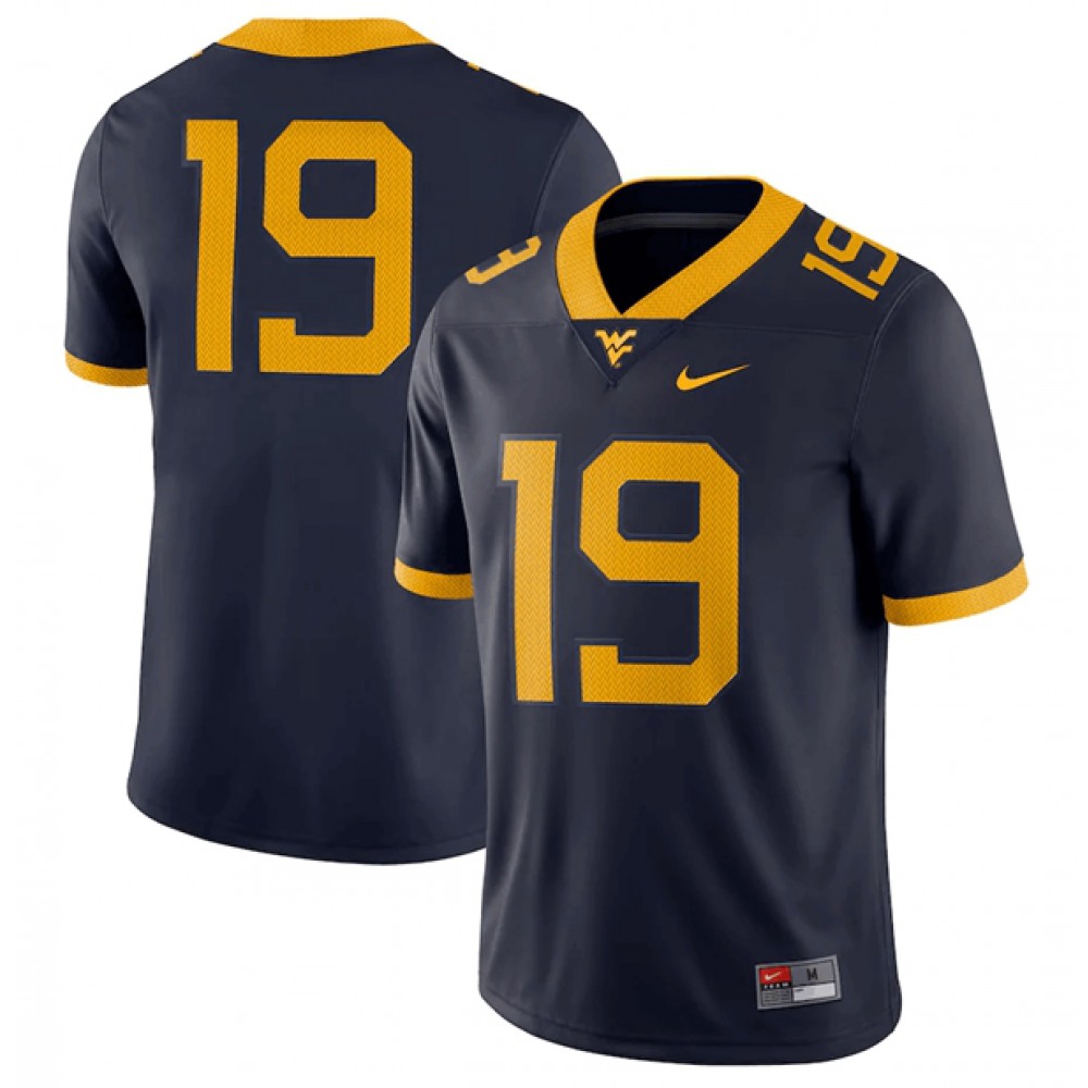 Men's West Virginia Mountaineers Customized Navy Stitched Jersey 1