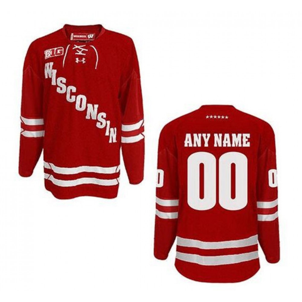 Men's Wisconsin Badgers Custom Red Stitched Jersey 1