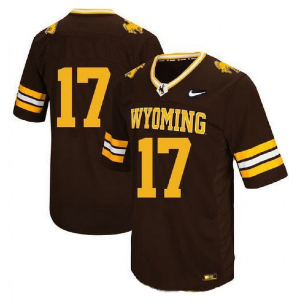 Men's Wyoming Cowboys #17 Josh Allen Brown Stitched College Football Jersey 1