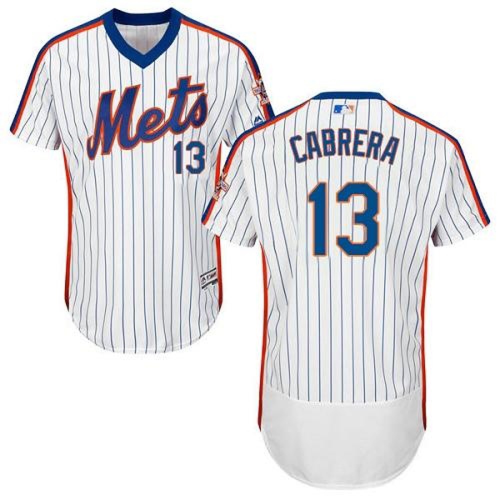 Mets #13 Asdrubal Cabrera White(Blue Strip) Flexbase Authentic Collection Alternate Stitched MLB Jersey 1