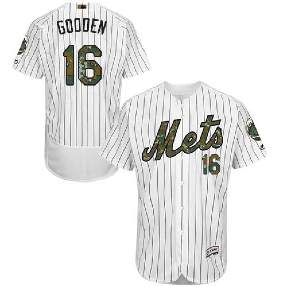 Mets #16 Dwight Gooden White(Blue Strip) Flexbase Authentic Collection 2016 Memorial Day Stitched MLB Jersey 1