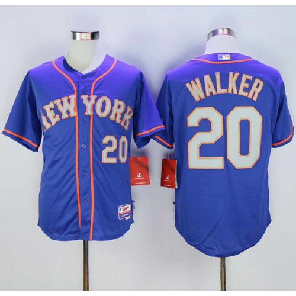 Mets #20 Neil Walker Blue(Grey NO.) Alternate Road Cool Base Stitched MLB Jersey 1