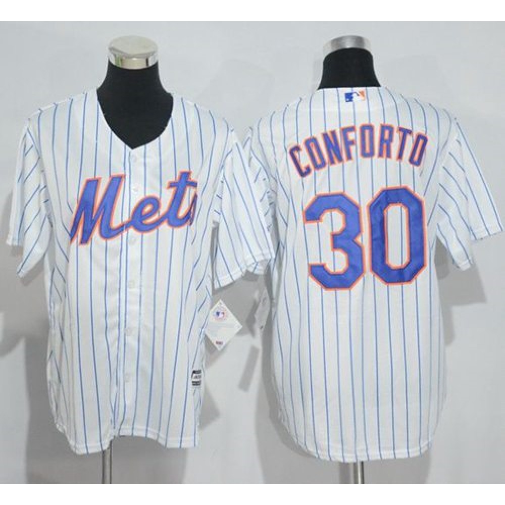 Mets #30 Michael Conforto White(Blue Strip) Home Cool Base Stitched Youth MLB Jersey 1