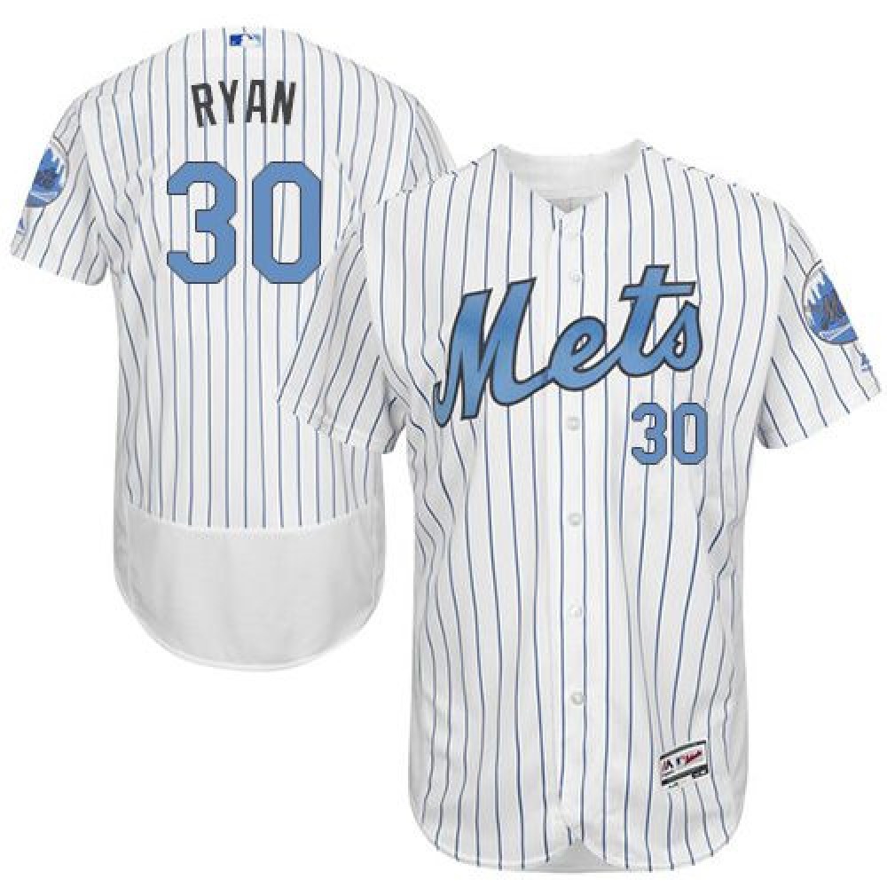 Mets #30 Nolan Ryan White(Blue Strip) Flexbase Authentic Collection 2016 Father's Day Stitched MLB Jersey 1