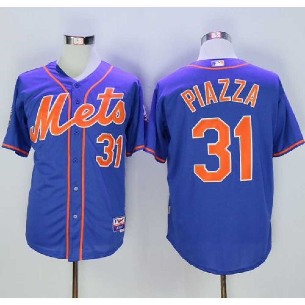 Mets #31 Mike Piazza Blue Alternate Home 2016 Hall Of Fame Patch Stitched MLB Jersey 1