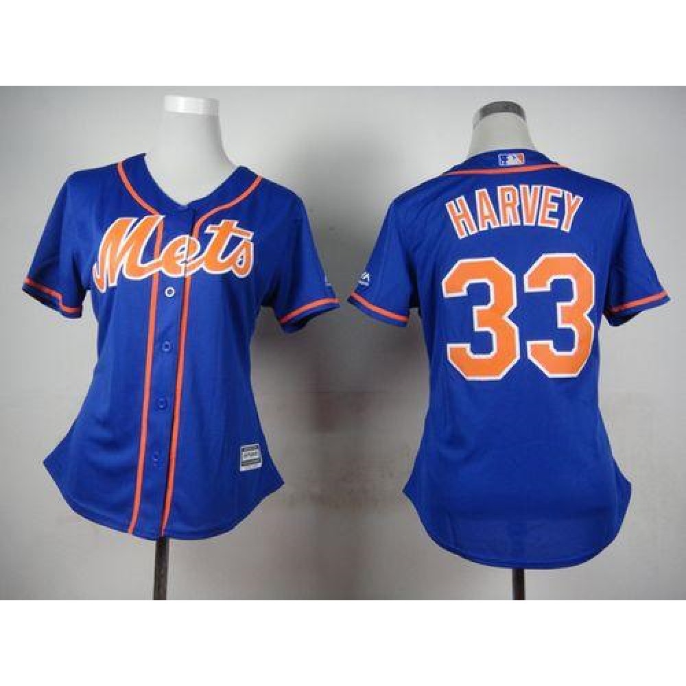 Mets #33 Matt Harvey Blue Alternate Women's Stitched MLB Jersey 1