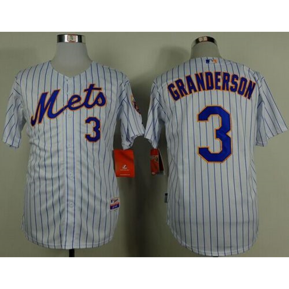 Mets #3 Curtis Granderson White(Blue Strip) Home Cool Base Stitched MLB Jersey 1