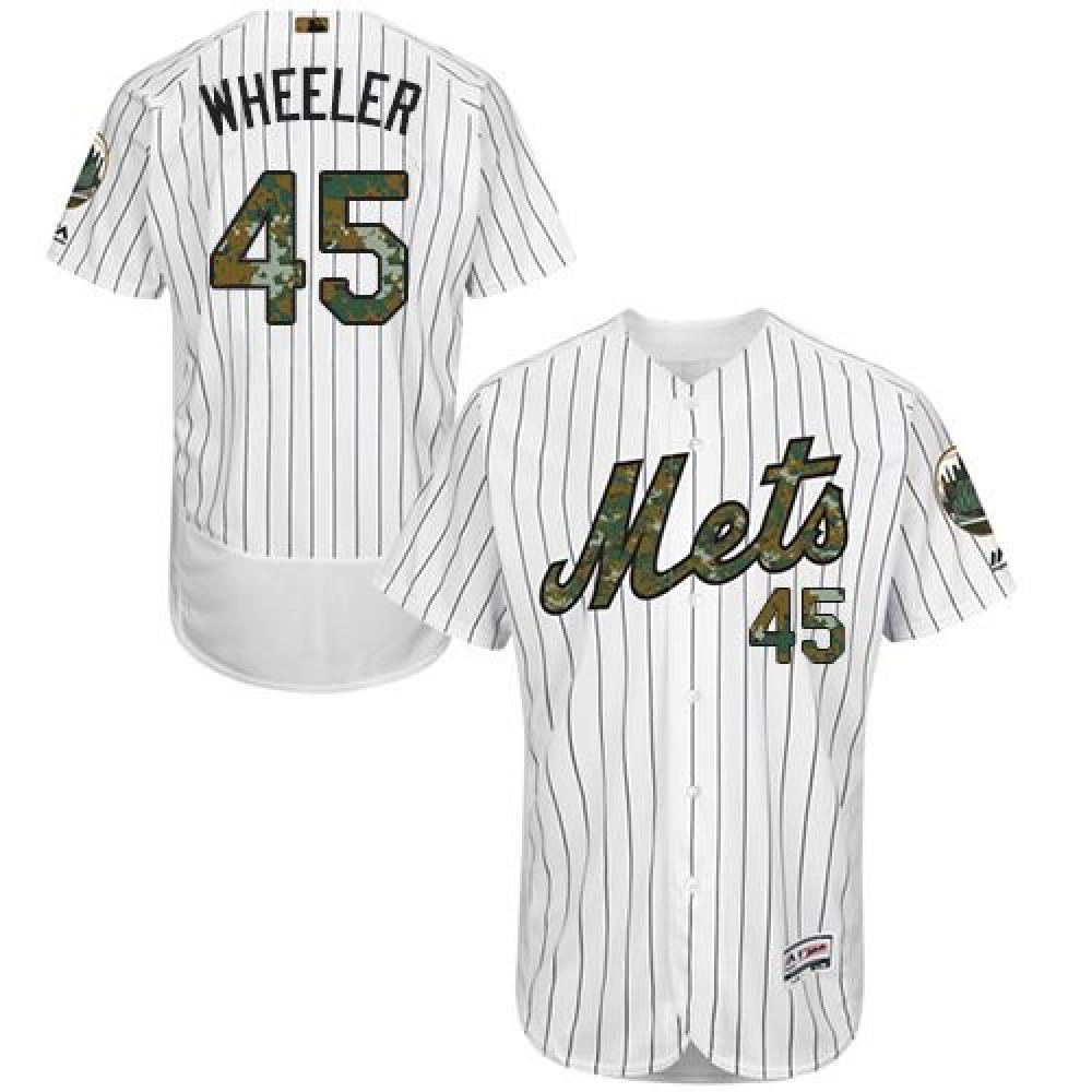 Mets #45 Zack Wheeler White(Blue Strip) Flexbase Authentic Collection 2016 Memorial Day Stitched MLB Jersey 1