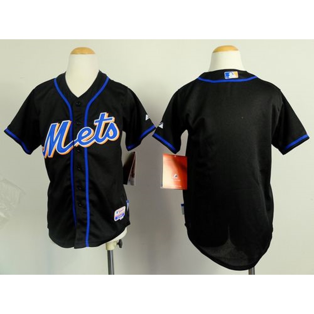 Mets Blank Black Cool Base Stitched Youth MLB Jersey 1