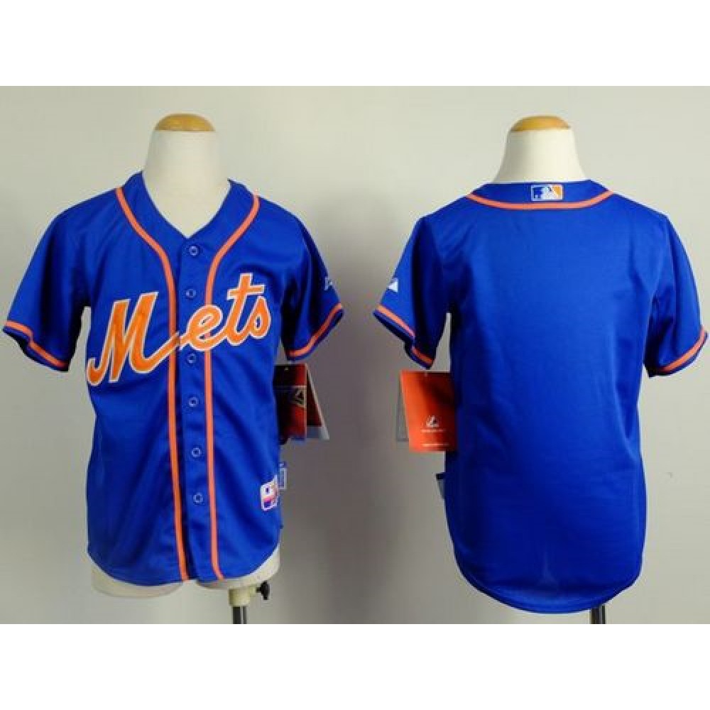 Mets Blank Blue Alternate Home Cool Base Stitched Youth MLB Jersey 1