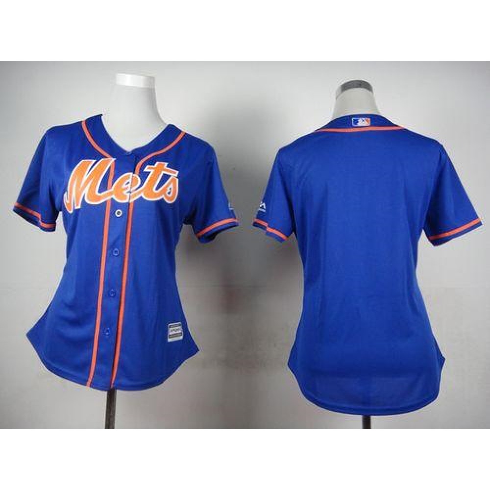 Mets Blank Blue Alternate Women's Stitched MLB Jersey 1