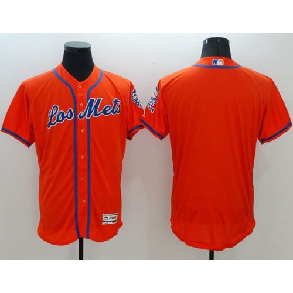 Mets Blank Orange Flexbase Authentic Collection Los Mets Stitched MLB Jersey 1