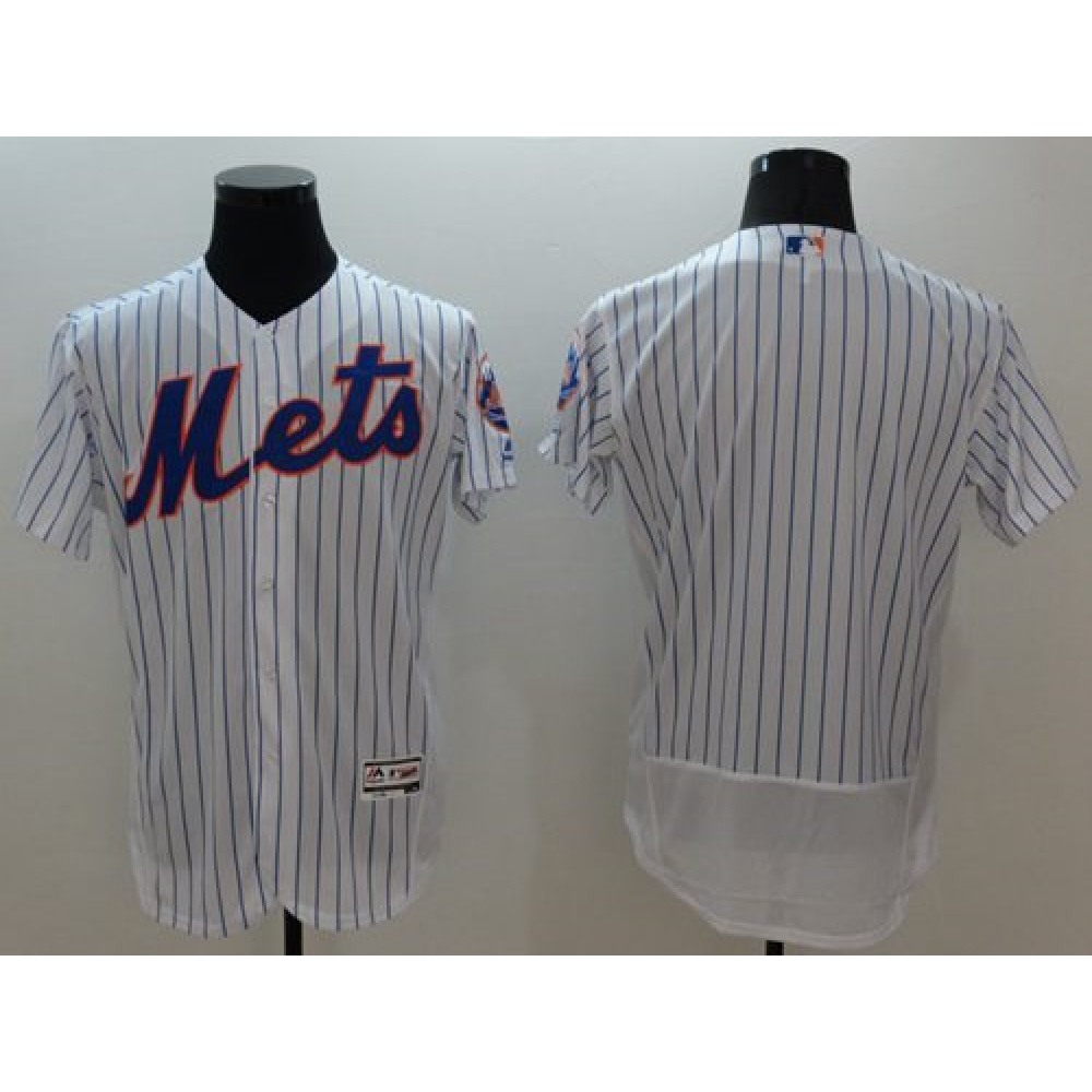Mets Blank White(Blue Strip) Flexbase Authentic Collection Stitched MLB Jersey 1