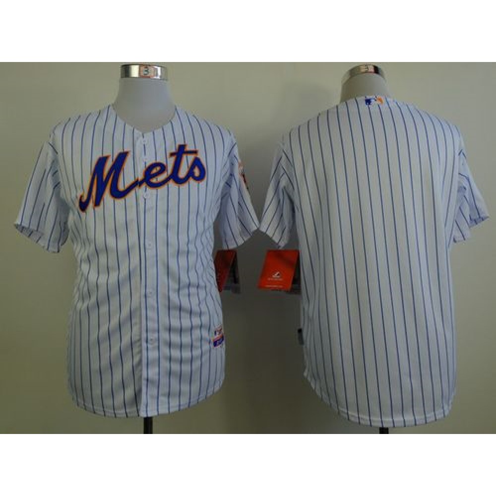 Mets Blank White(Blue Strip) Home Cool Base Stitched MLB Jersey 1