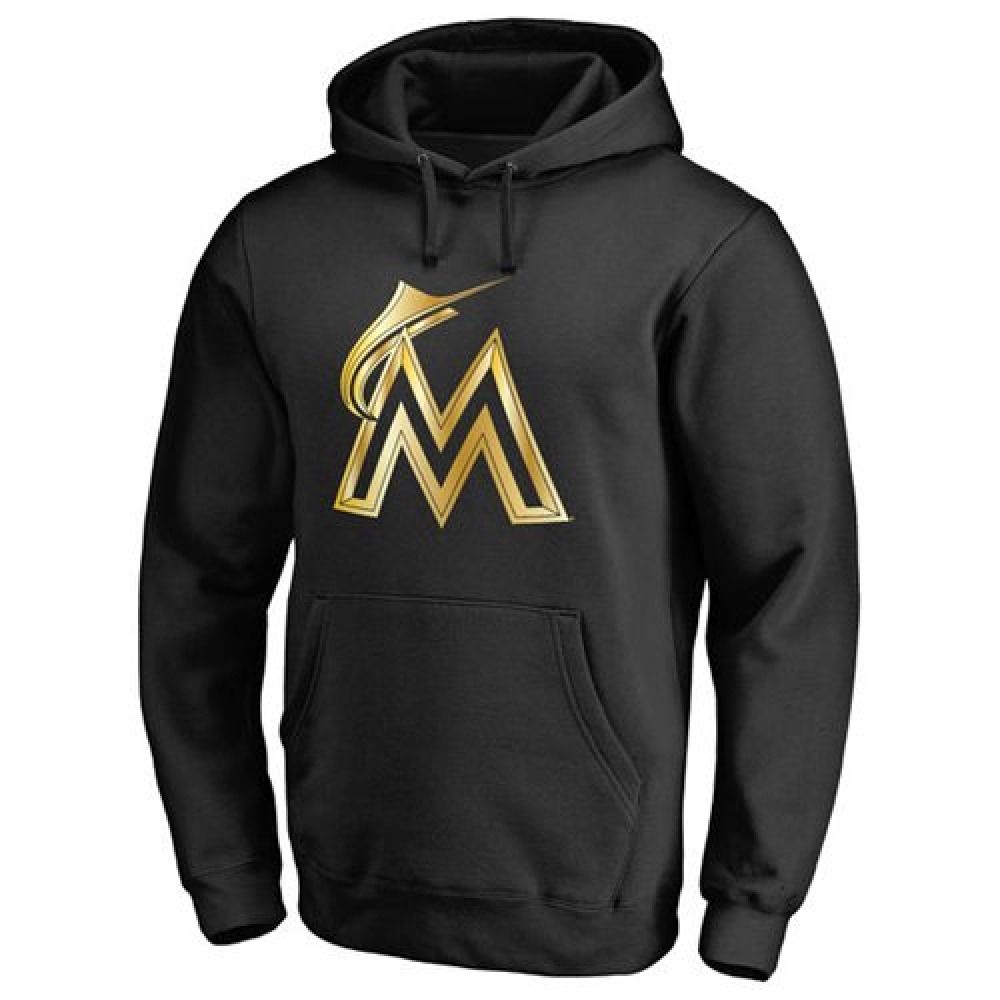 Miami Marlins Gold Collection Pullover Hoodie Black 1