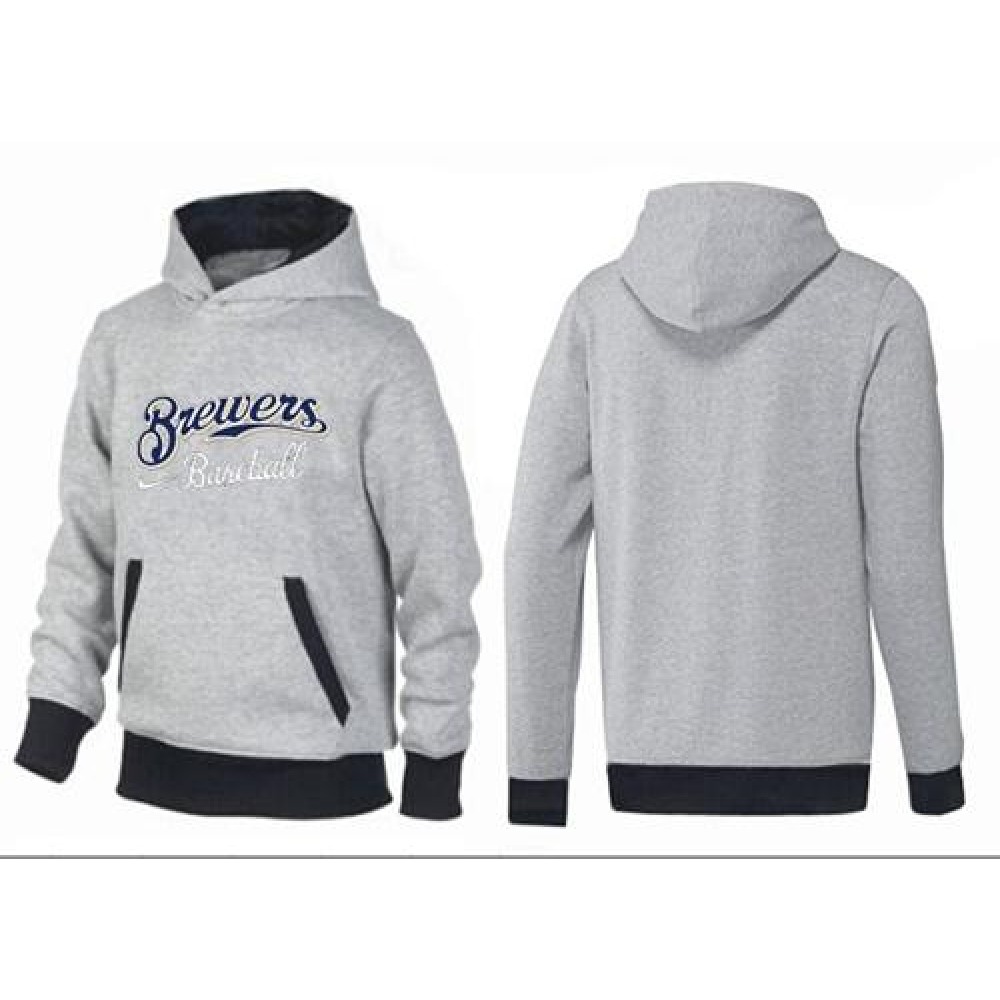 Milwaukee Brewers Pullover Hoodie Grey & Black 1