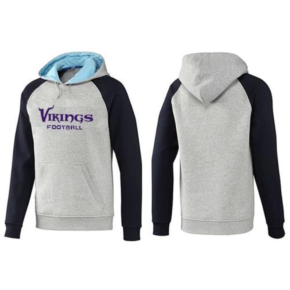 Minnesota Vikings English Version Pullover Hoodie Grey & Blue 1