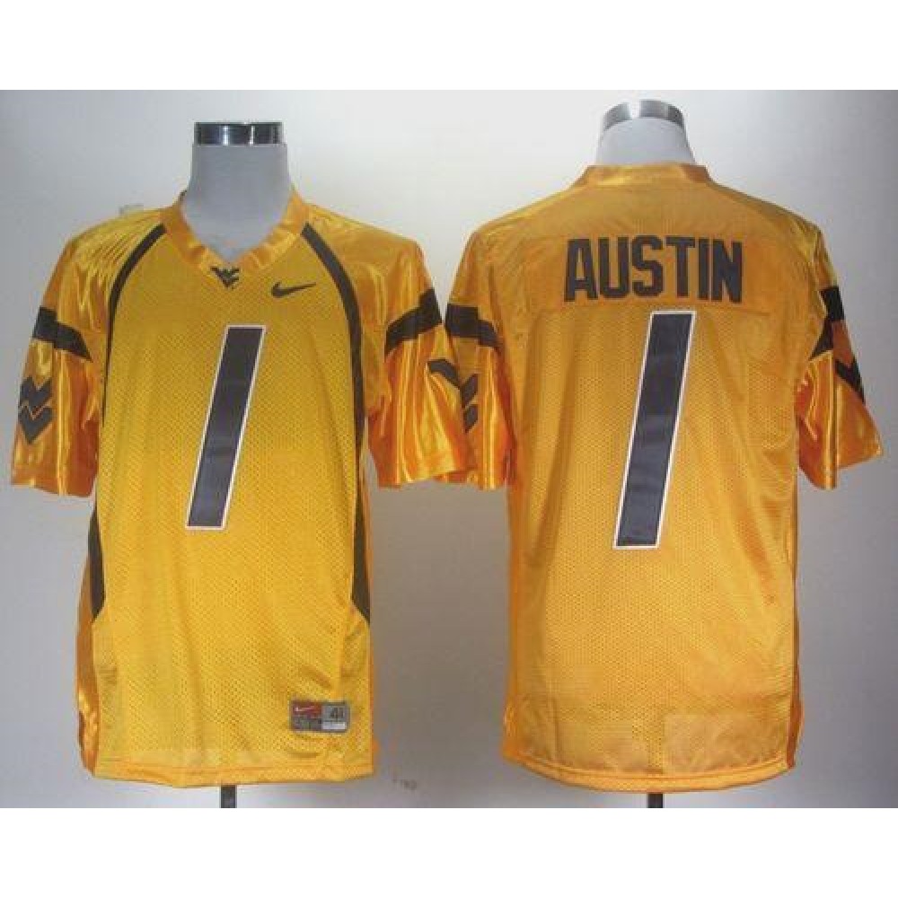 Mountaineers #1 Tavon Austin Gold Stitched NCAA Jersey 1