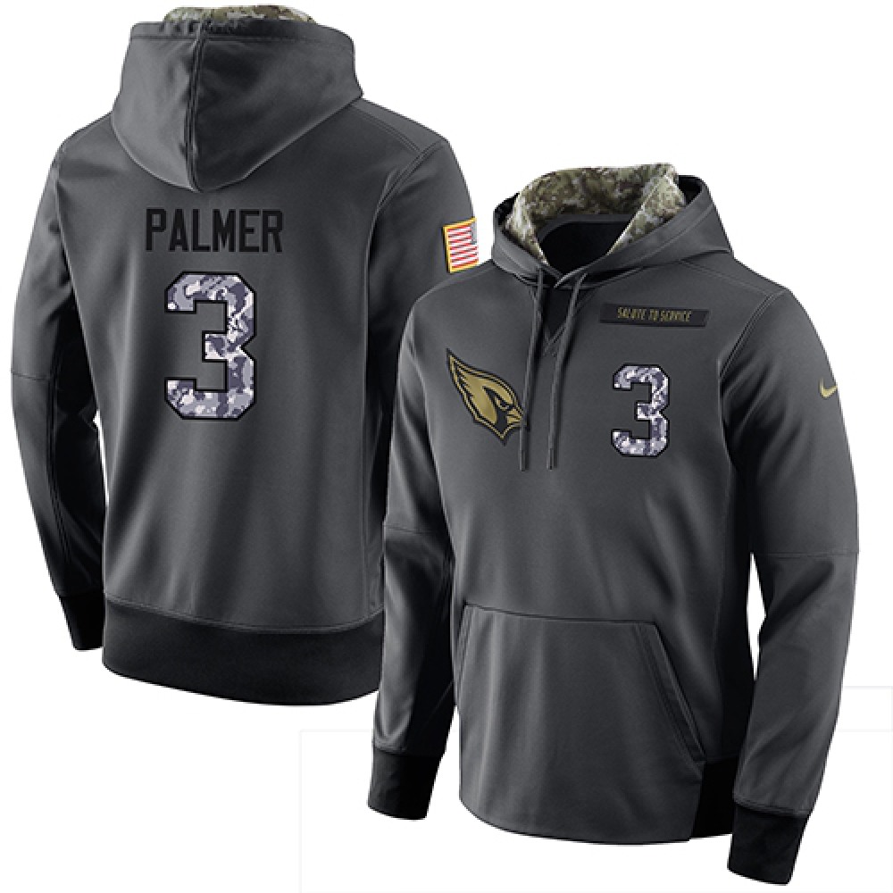 NFL Men's Arizona Cardinals #3 Carson Palmer Stitched Black Anthracite Salute to Service Player Performance Hoodie 1