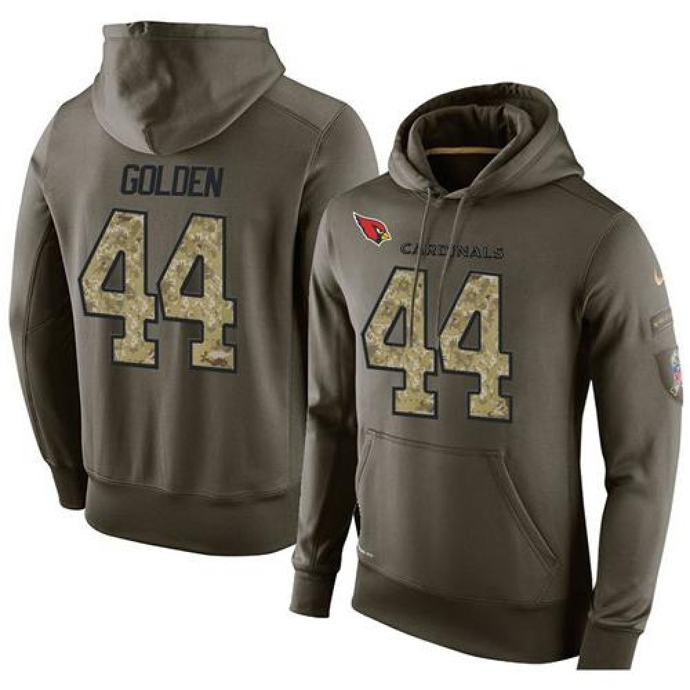 NFL Men's Arizona Cardinals #44 Markus Golden Stitched Green Olive Salute To Service KO Performance Hoodie 1